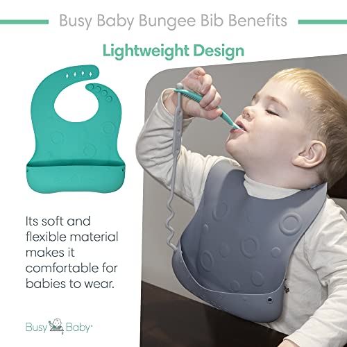 BIB BUNGEE BABY BIB | סיליקון ביב לתינוקות ופעוטות עם טטרס | צרף כלים ושמור אותם מהרצפה | בטוח למדיח כלים, ללא BPA